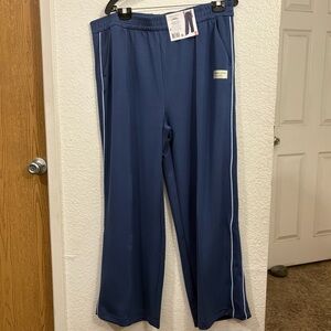 EARTH YOGA Wide Leg Sweatpants XXL Dark Denim‎ Blue Side Piping Sustainable